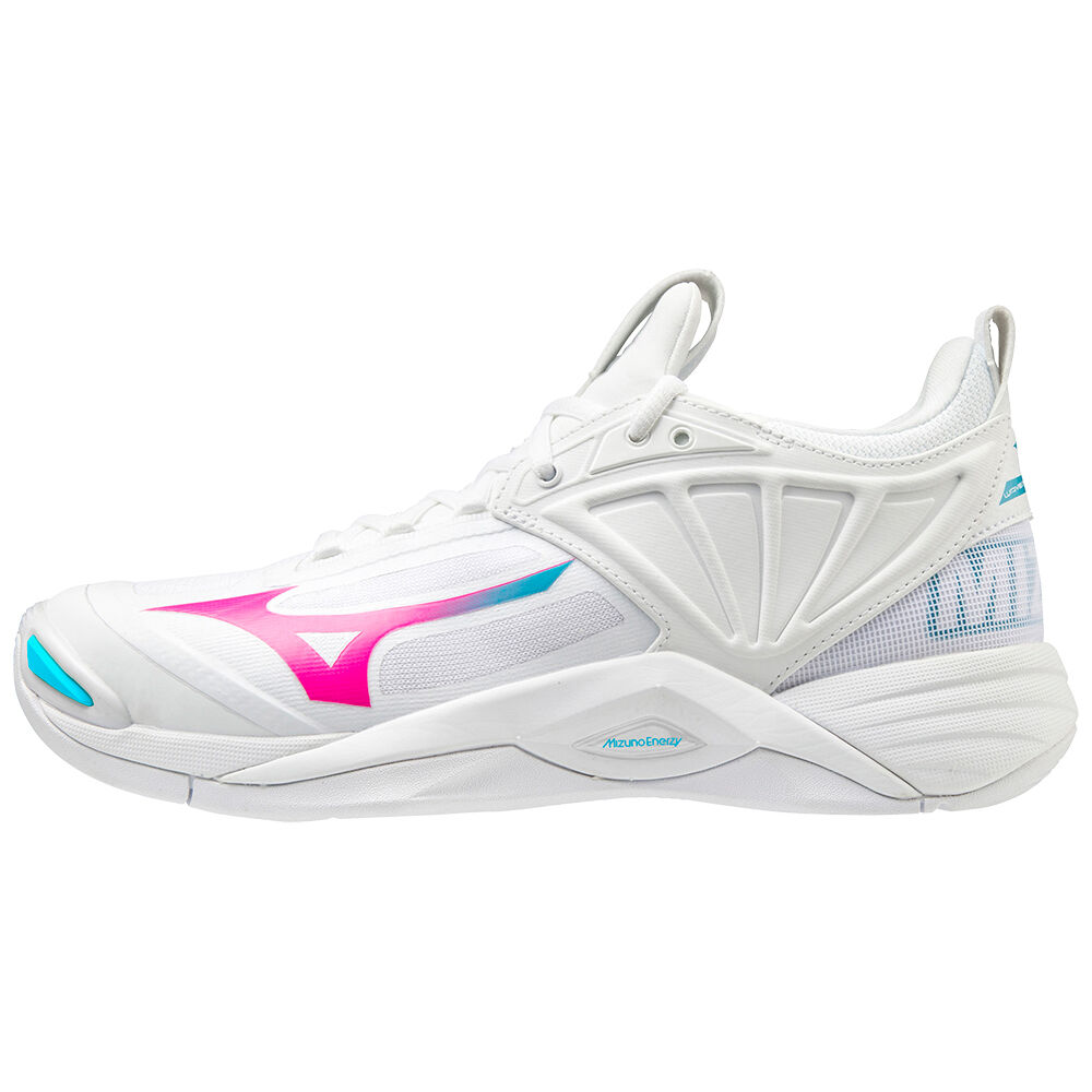 Zapatillas Voleibol Mizuno Wave Momentum 2 Mujer Blancas/Rosas/Azules Turquesa España FSKH-27590